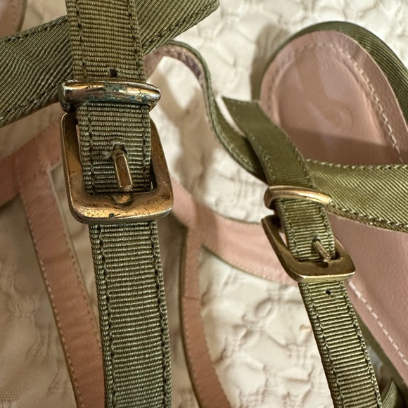 8 by YOOX brand Italy MOIRÉ PLATFORM SANDAL heels 38 olive golden green - Picture 13 of 14